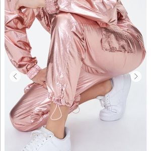 NEW Metallic Pink Cargo Joggers Pants